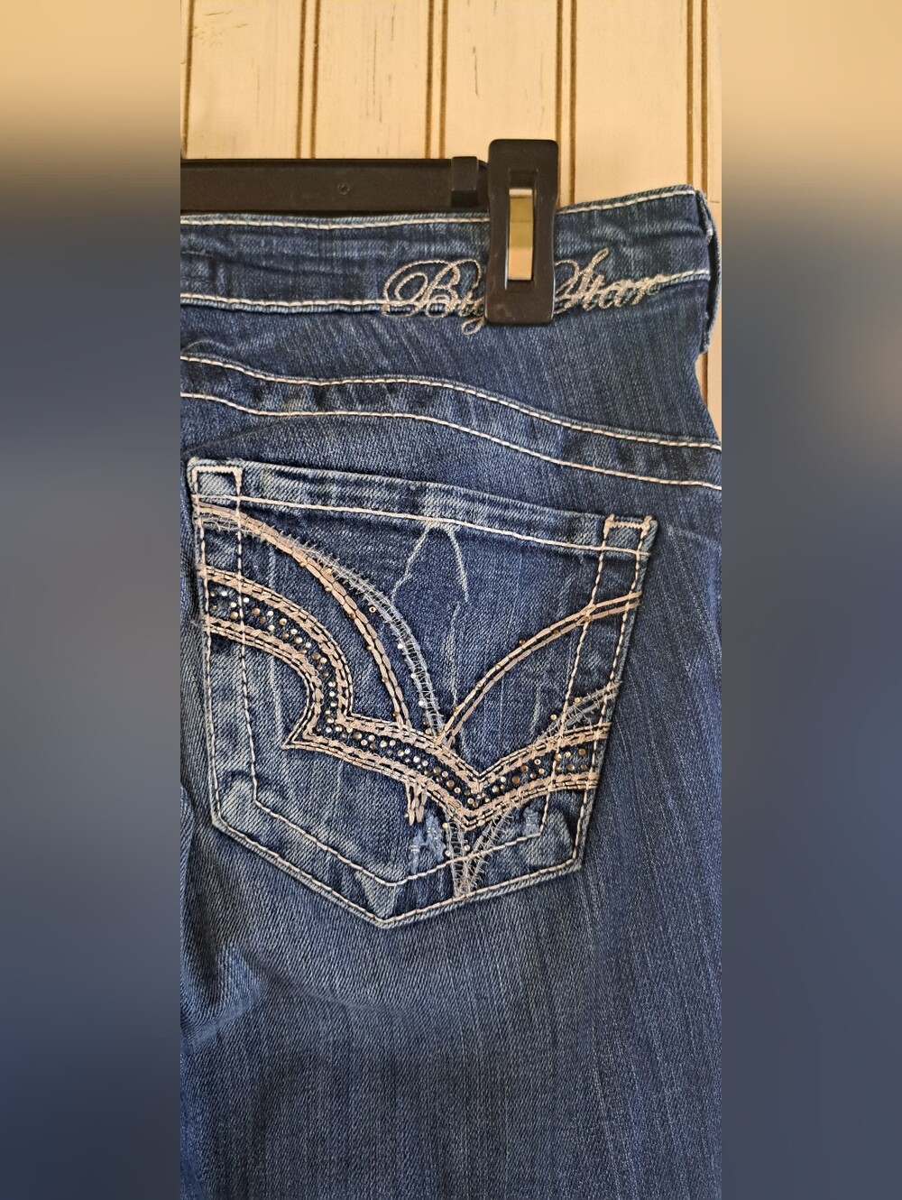 Ladies Big Star Casey K  Denim Blue Jeans Size 29R Boot Cut Med Wash Low Rise